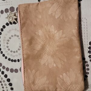 Ipsy Brown Sunflower Print n Pull Tag Cosmetic Makeup Glam Bag Accessories Pouch